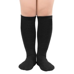 American Trends Toddler Socks Knee High socks Cotton Uniform Tube Socks Long Sports Socks for Toddler Girls 1 Pack Pure Black