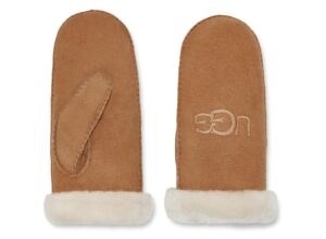 ugg embroidered water resistant sheepskin mitten with tech palm chesnut sm-md