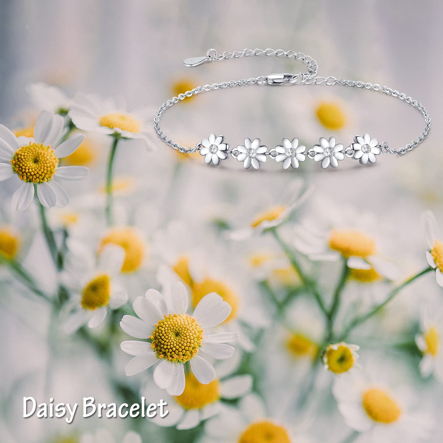 Palpitate Daisy Bracelet Sterling Silver Dainty Jewelry Dainty Bracelet for Women on Birthday Anniversary Christmas