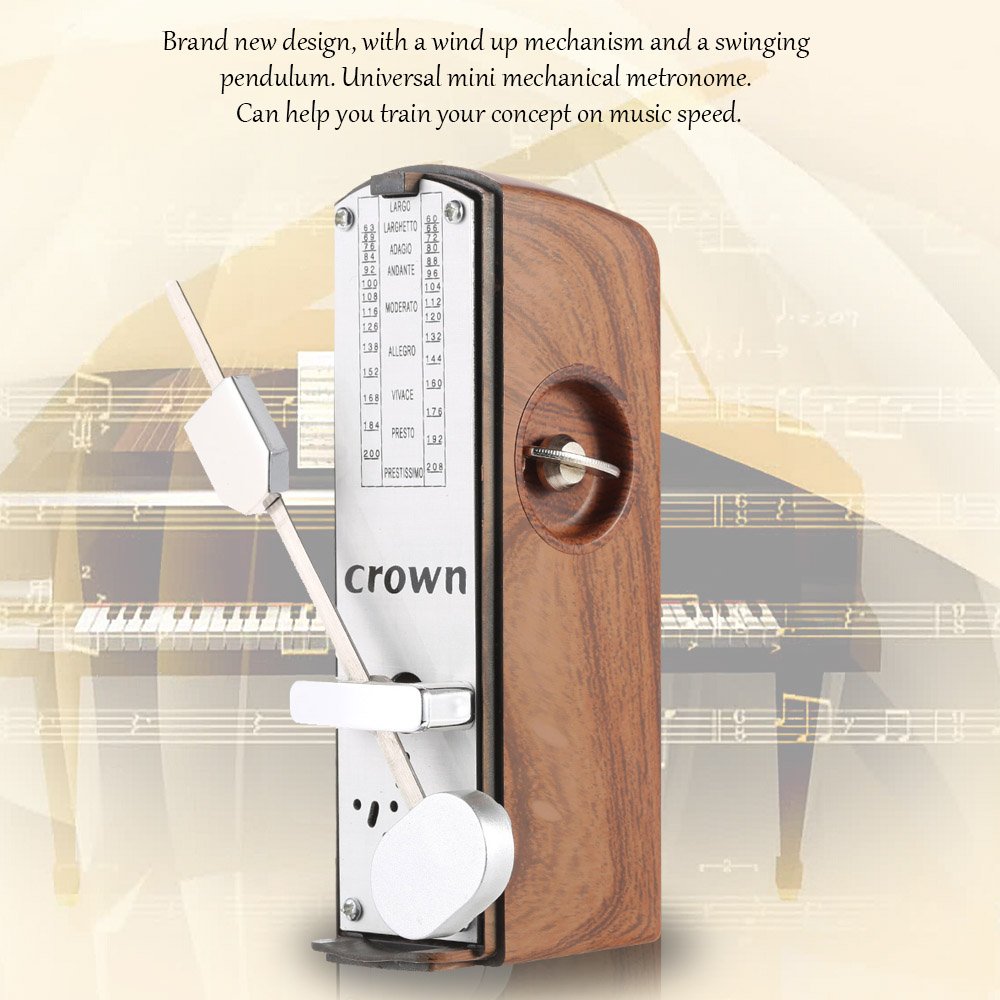 Btuty Mechanical Metronome Portable Mini Universal Metronome 11cm Height for Piano Guitar Violin Ukulele Chinese Zither Music Instrument (Light mahogany)