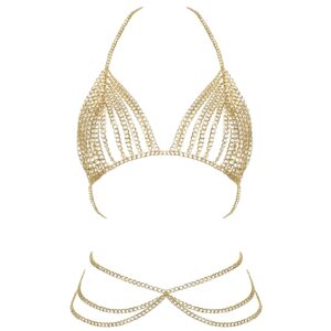 Azazccm Metal Body Chains for Women Set Sexy Boho Layered Bra Chain-Nightclub Party Fashion Body Shoulder Necklace