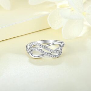 YL Infinity Statement Rings for Women 925 Sterling Silver Anniversary Ring Eternity Twisted Engagement Jewelry size5