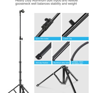 Elitehood Aluminum Foldable Microphone Stand, 82’’ Tall & Height Adjustable Mic Stand Boom, Microphone Tripod Stand with Mic Clip Holder for Singing, Performance, Karaoke, Speech, Stage and Outdoor