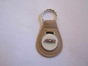 408 stroker emblem logo leather keychain - beige