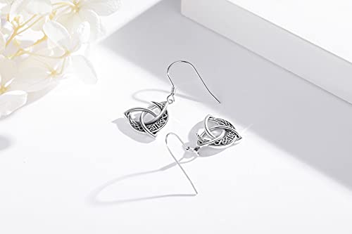 CHENGHONG Celtic Knot Earrings 925 Sterling Silver Crescent Moon Drop Dangle Earrings Irish Earrings Celtic Moon Jewelry Christmas Gifts for Women