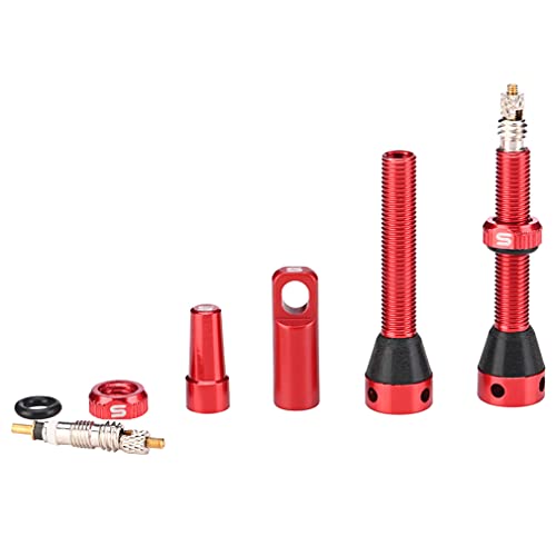 Tubeless Value Stems 40mm LITEONE Premium No Leak Tubeless Presta Valve Stems Kits with Integrated Value Core Remover Tool and Valve Stem Caps Fit Most Bicycle Tubeless Rims Pair Red