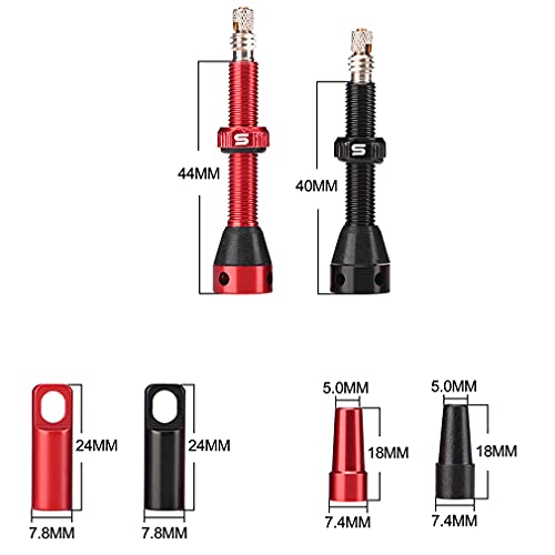 Tubeless Value Stems 40mm LITEONE Premium No Leak Tubeless Presta Valve Stems Kits with Integrated Value Core Remover Tool and Valve Stem Caps Fit Most Bicycle Tubeless Rims Pair Red