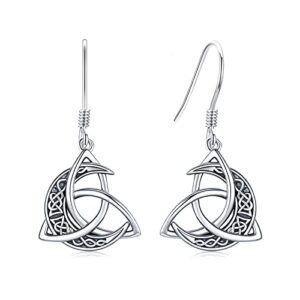 chenghong celtic knot earrings 925 sterling silver crescent moon drop dangle earrings irish earrings celtic moon jewelry christmas gifts for women