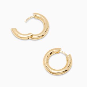 gorjana Women’s Lou Hoops, Chunky High Shine Hoop Earrings, 18K Gold Plated