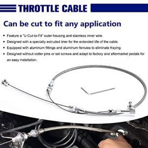 PQY 24" Hi-Tech Univeral Throttle Cable Braided Stainless Steel Throttle Cable Kit