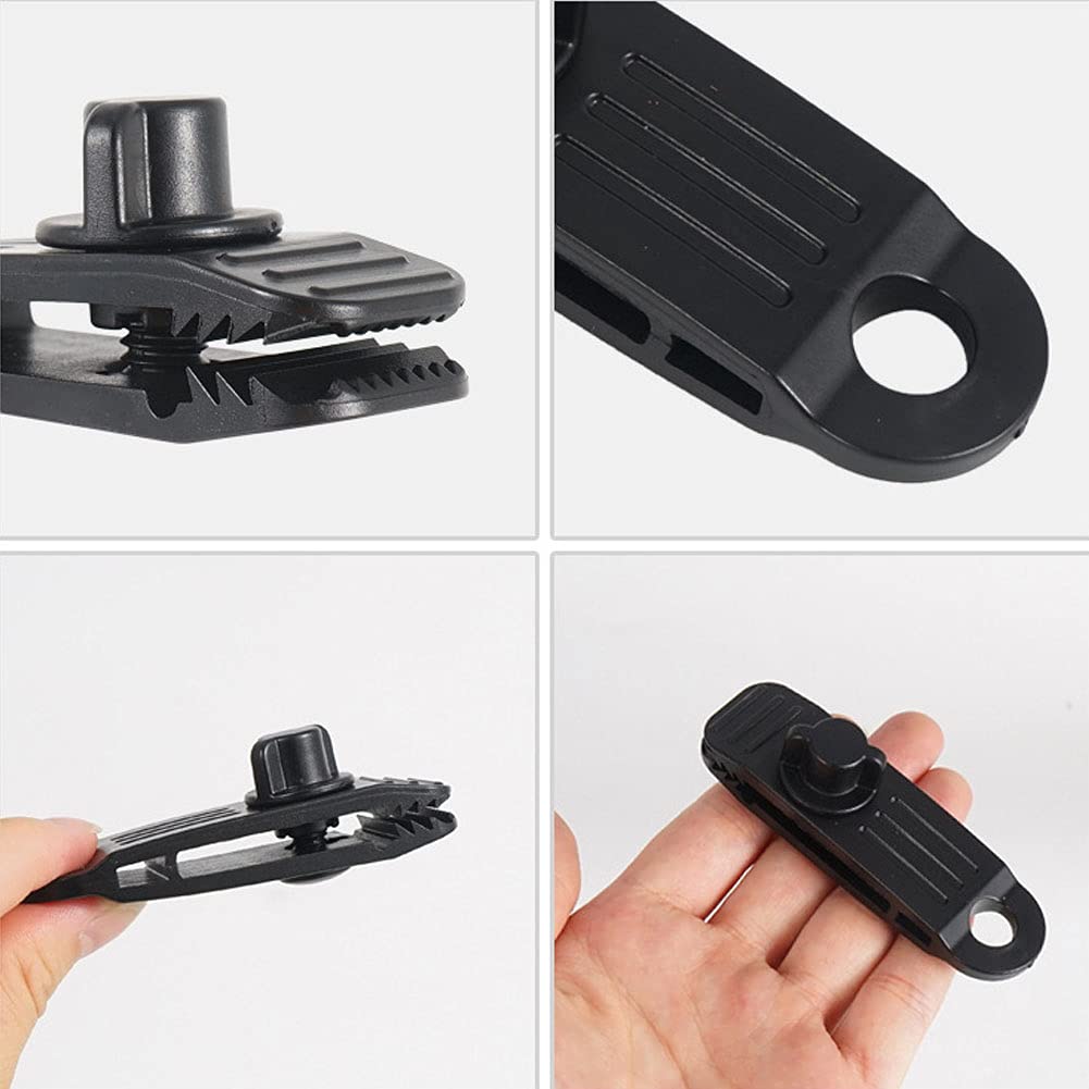 8 Pcs Tarp Clips Lock Grip Crocodile Mouth Clip Tent Accessories Awning Clamp for Tents, Tarp, Boat Cover, Pool Cover, Car Cover Black