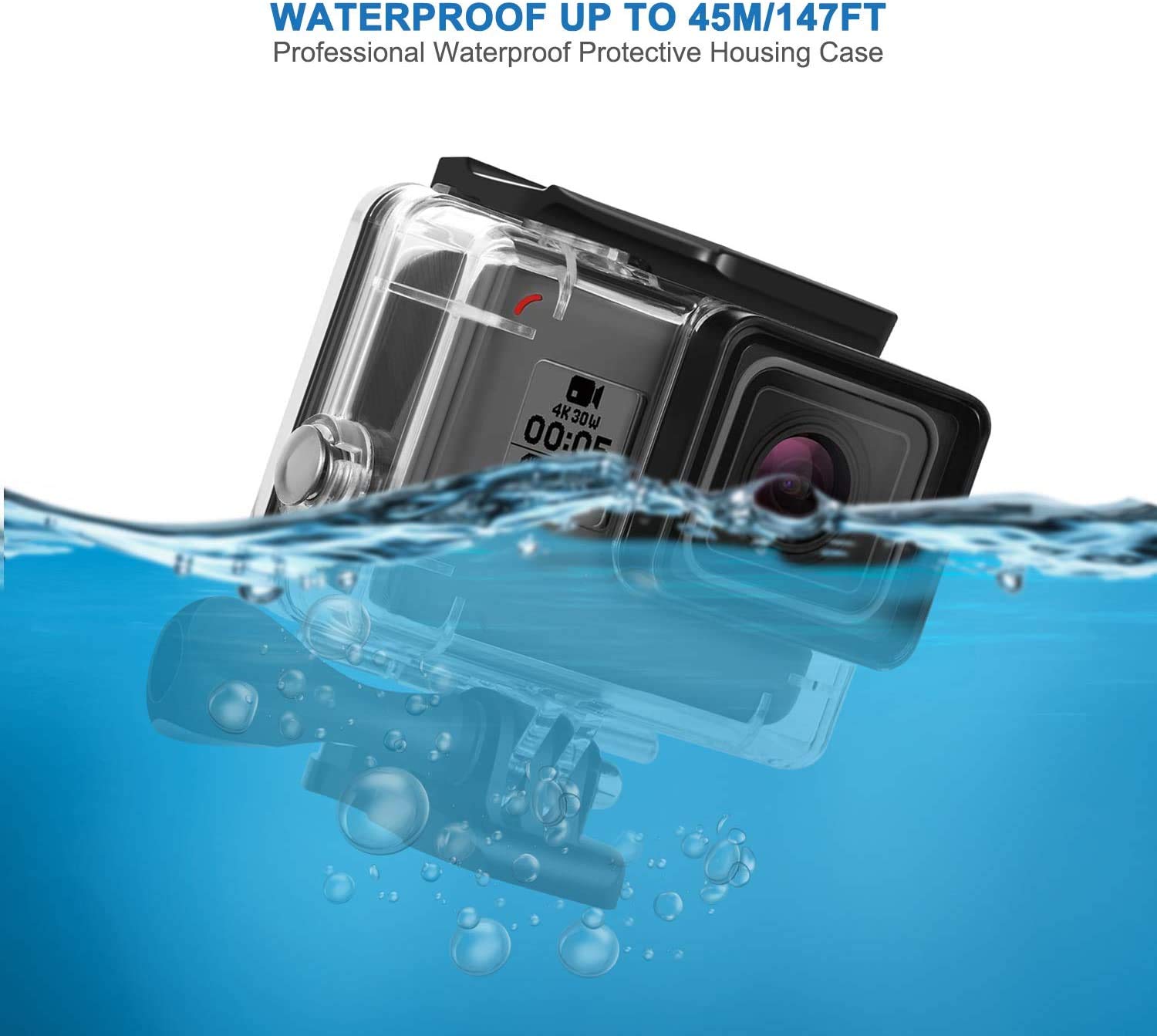 Kuptone Waterproof Housing Case for GoPro Hero 7/(2018) 6/5 Black, 45m Underwater Diving Protective Housing Shell with Bracket Accessories for Go Pro Hero7 Hero6 Hero5 Action Camera