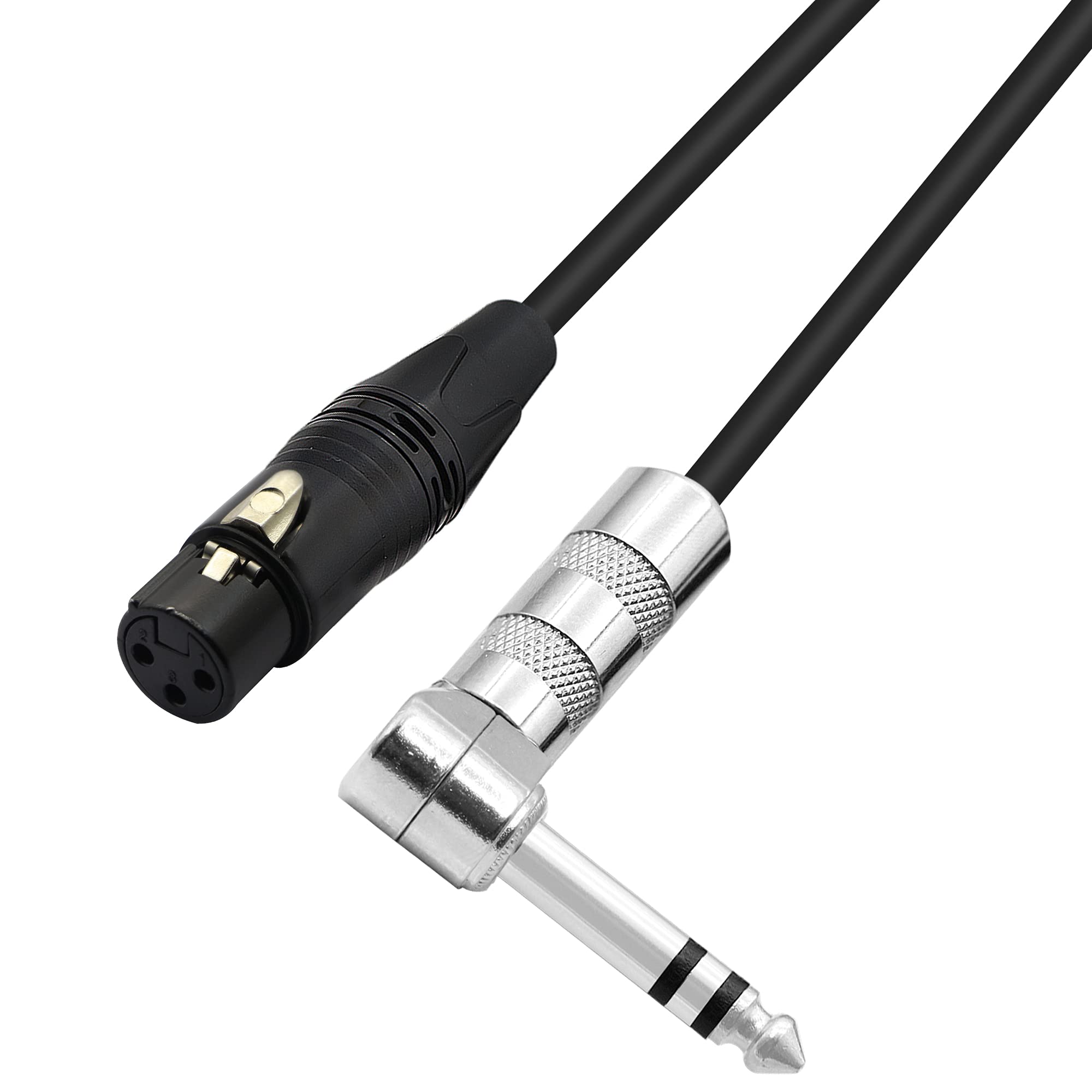 PNGKNYOCN 1/4 to XLR Cable 90 Degree Right Angle 6.35 mm TRS Male Plug to XLR Female Jack Audio Stereo Microphone Cable for Speakers, Stage, DJ and More（50cm）