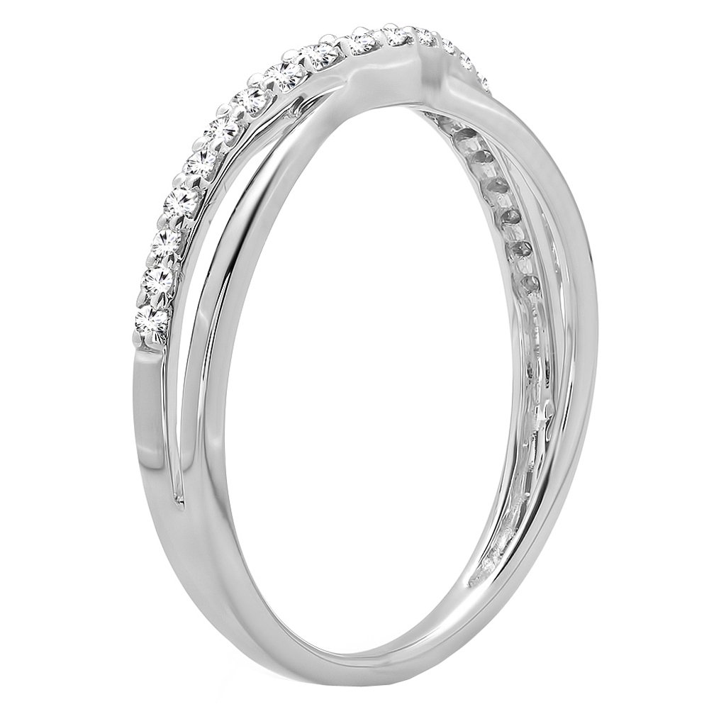 Dazzlingrock Collection 0.25 Carat (ctw) Round Lab Grown White Diamond Ladies Wedding Guard Contour Band 1/4 CT | 925 Sterling Silver, Size 7.5