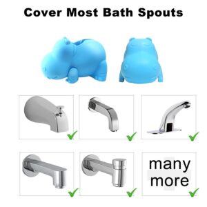 Bath Spout Cover - Faucet Cover Baby - Tub Spout Cover Bathtub Faucet Cover for Kids -Tub Faucet Protector for Baby - Silicone Spout Cover Blue Hippo - Kids Bathroom Accessories - Free Bathtub Toys