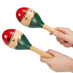 professional maracas, wooden rumba shaker rattle latin percussion musical instrument with clear sound for adults kids, set of 2