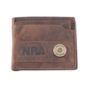 NRA 5-in-1 RFID-Blocking Wallet, Bifold Leather Card Holder Wallet, Brown