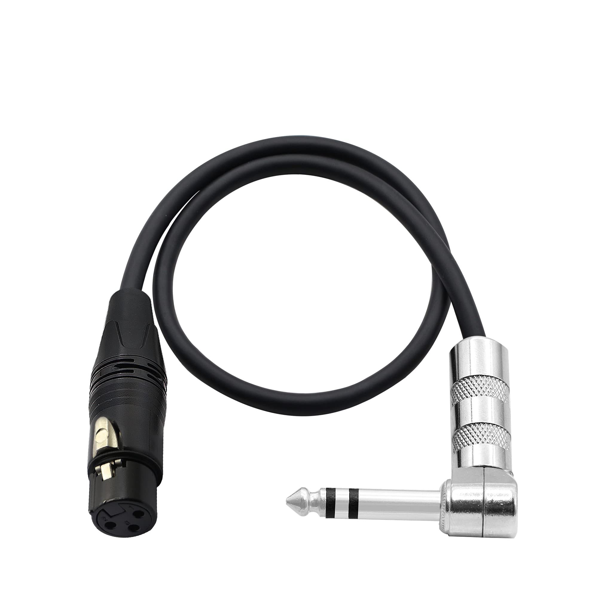 PNGKNYOCN 1/4 to XLR Cable 90 Degree Right Angle 6.35 mm TRS Male Plug to XLR Female Jack Audio Stereo Microphone Cable for Speakers, Stage, DJ and More（50cm）