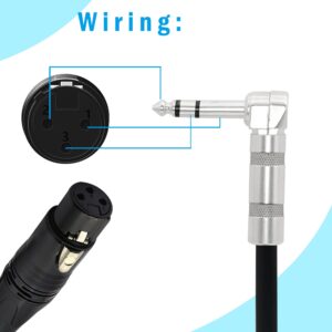 PNGKNYOCN 1/4 to XLR Cable 90 Degree Right Angle 6.35 mm TRS Male Plug to XLR Female Jack Audio Stereo Microphone Cable for Speakers, Stage, DJ and More（50cm）