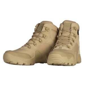 FREE SOLDIER Men's Waterproof Hiking Boots Tactical Work Boots Outdoor Lightweight Military Boots(Tan, US 9)