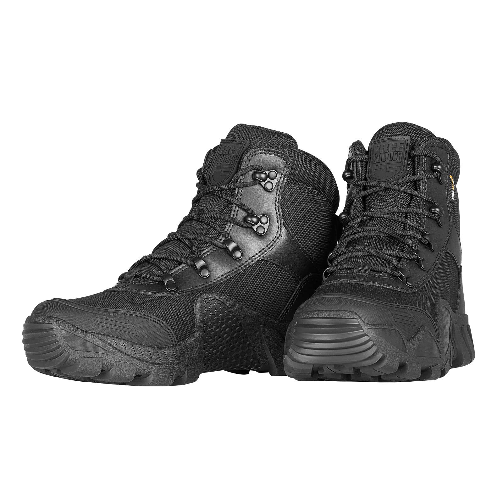 FREE SOLDIER Men's Waterproof Hiking Boots Tactical Work Boots Outdoor Lightweight Military Boots(Black, US 11