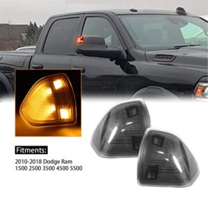 YMHHefy LED Side Mirror Turn Signal Light Left Driver Right Passenger Lamps Smoked Cover Lens Compatible for Dodge Ram 1500 2500 3500 4500 5500 2010-2018 2Pcs 68302828AA 68302829AA