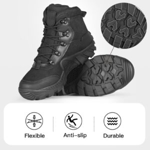 FREE SOLDIER Men's Waterproof Hiking Boots Tactical Work Boots Outdoor Lightweight Military Boots(Black, US 11