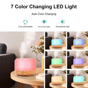 Essential Oil Diffuser Aromatherapy Humidifier: 500ml Grain Ultrasonic Aroma Air Vaporizer for Large Room Quiet Mist Humidifiers Remote Control for Small Baby Bedroom Home, Yellow, (Diffuser-Yellow)