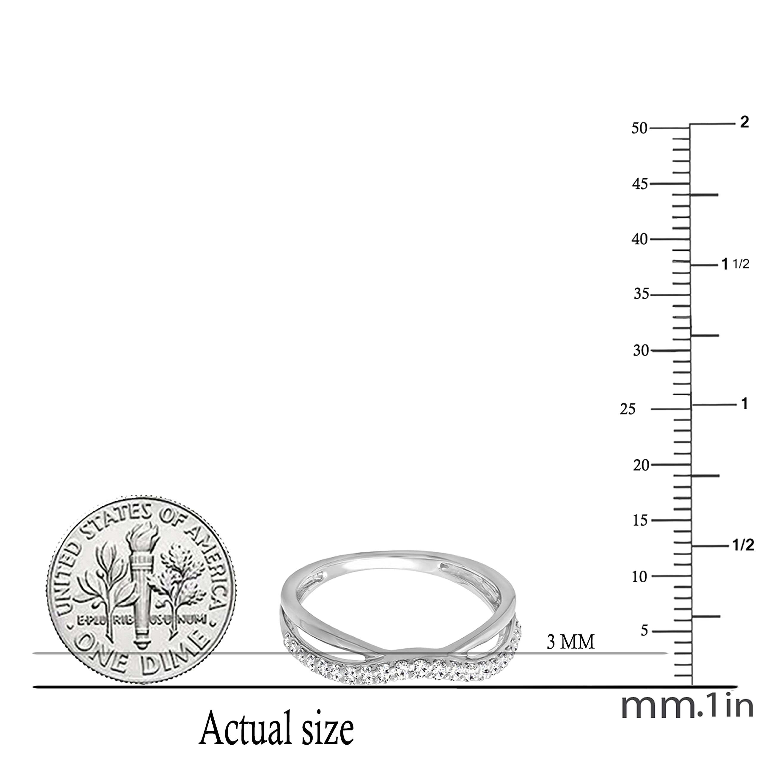 Dazzlingrock Collection 0.25 Carat (ctw) Round Lab Grown White Diamond Ladies Wedding Guard Contour Band 1/4 CT | 925 Sterling Silver, Size 7.5