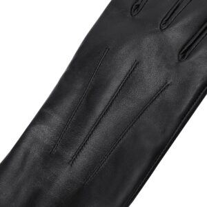 Harssidanzar Women's Leather Gloves,Winter Warm Cashmere Lining Touchscreen Texting Warm Driving Lambskin Leather Gloves GL017,Black, Size M