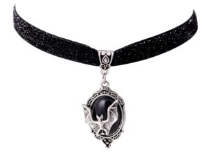 sacina gothic bat choker necklace, victorian necklace, vampire bat pendant, goth halloween jewelry gift for women, christmas gift for women (victorian bat choker)