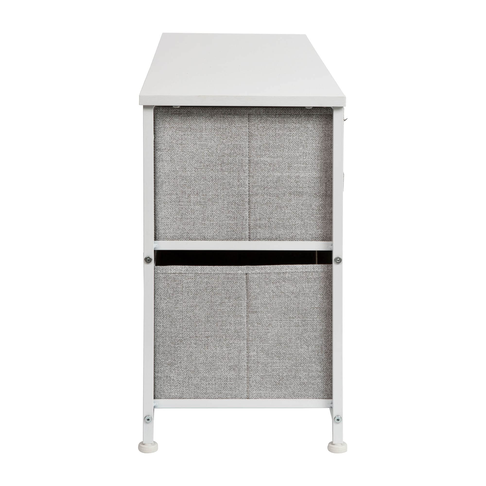 Flash Furniture Harris 5-Drawer Storage Chest of Drawers, Modern Bedroom Dresser with 5 Easy Pull Fabric Drawers and Engineered Wood Top, Light Gray