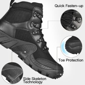 FREE SOLDIER Men's Waterproof Hiking Boots Tactical Work Boots Outdoor Lightweight Military Boots(Black, US 11