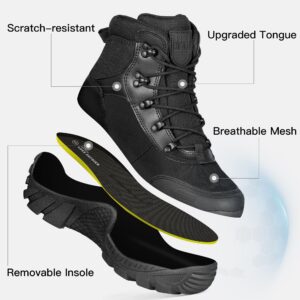 FREE SOLDIER Men's Waterproof Hiking Boots Tactical Work Boots Outdoor Lightweight Military Boots(Black, US 11