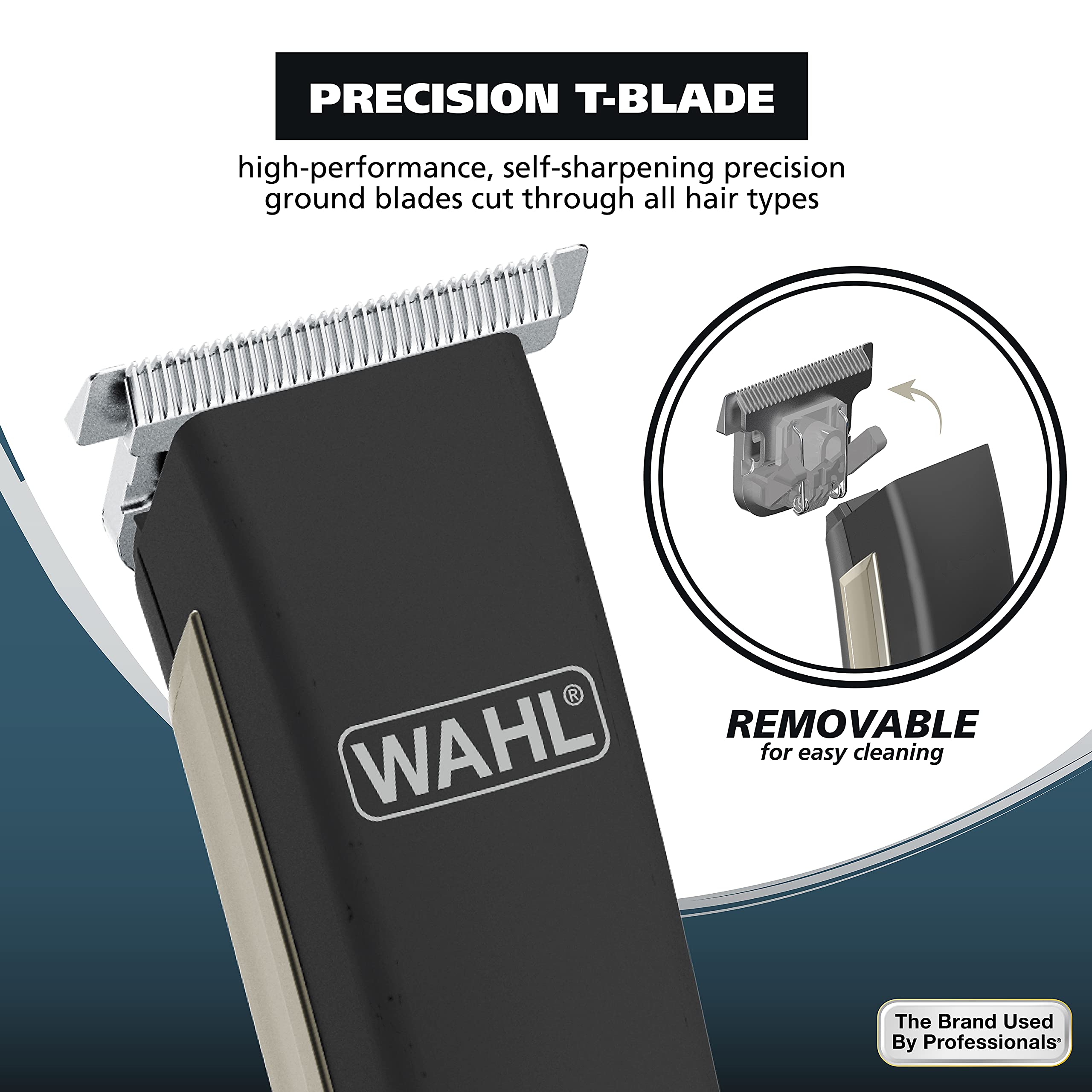 Wahl USA Rechargeable Lithium Ion 2.0 Beard Trimmer for Men - Facial Hair Trimmer with Precision T Blade for Grooming, Detailing Head, Light Touch Ups, Ear Nose & Eyebrow Model 9886-300