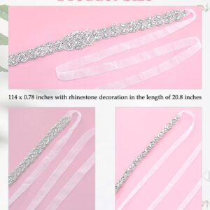 Sintege 3 Pcs Rhinestone Wedding Dress Belts Crystal Bridal Sash Belts Diamond Ribbon Belts for Women Bridal Bridesmaid