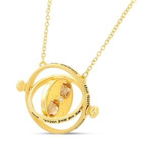 harry potter jewelry - hermione time travel magical hourglass rotating necklace, time turner, flash plated, 22"