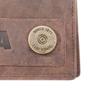 NRA 5-in-1 RFID-Blocking Wallet, Bifold Leather Card Holder Wallet, Brown