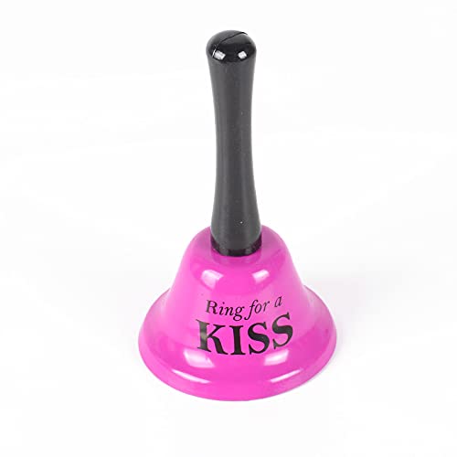 Ring for a Kiss/Hug,Call Bell for Family Loves, Musical Hand Bells, Cow Bells with Stick Grip Handle Bell for Cheering at Sporting & Wedding Events,Jingles, Ringing (Ring for a KISS)