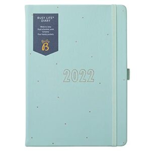 busy b busy life diary january to december 2022 - a5 blue faux leather week to view planner with dual schedules, pen holder and pockets