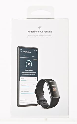 Fitbit Charge 5 Advanced Health & Fitness Tracker with Built-in GPS, Stress Management Tools, Sleep Tracking, 24/7 Heart Rate and More, Black/Graphite, One Size (S &L Bands Included)