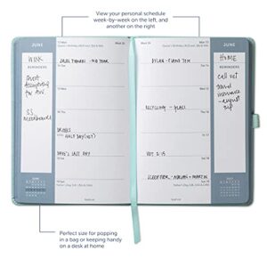 Busy B Busy Life Diary January to December 2022 - A5 Blue Faux Leather Week to View Planner with Dual Schedules, Pen Holder and Pockets