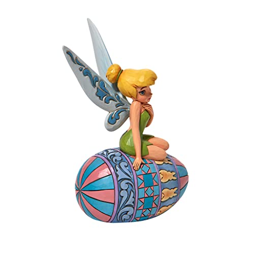 Enesco Jim Shore Disney Traditions Peter Pan Tinker Bell Sitting on Easter Egg Figurine, 6.1 Inch, Multicolor