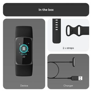 Fitbit Charge 5 Advanced Health & Fitness Tracker with Built-in GPS, Stress Management Tools, Sleep Tracking, 24/7 Heart Rate and More, Black/Graphite, One Size (S &L Bands Included)