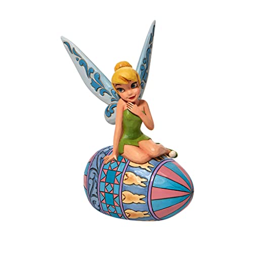 Enesco Jim Shore Disney Traditions Peter Pan Tinker Bell Sitting on Easter Egg Figurine, 6.1 Inch, Multicolor