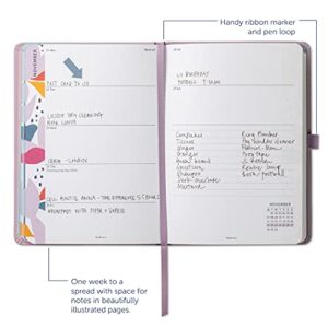 Busy B Perfect Planner A5 Week to View Diary January to December 2022 - Lilac Faux Leather Week to View Planner with Stickers & Tear-Out Lists