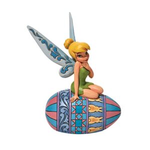 enesco jim shore disney traditions peter pan tinker bell sitting on easter egg figurine, 6.1 inch, multicolor