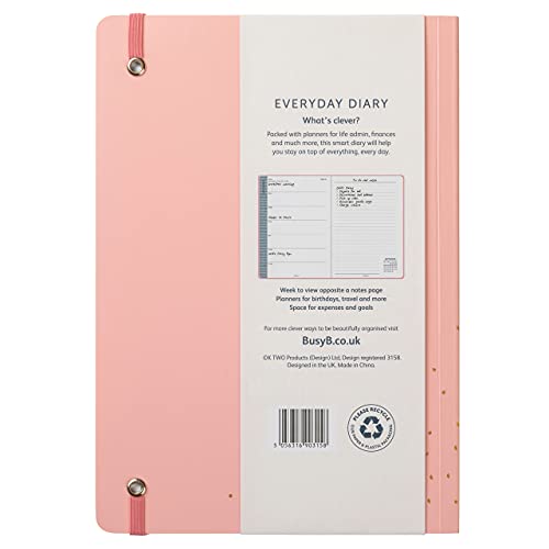 Busy B Everyday Diary January to December 2022 - A5 Pink Week to View Planner with Notes