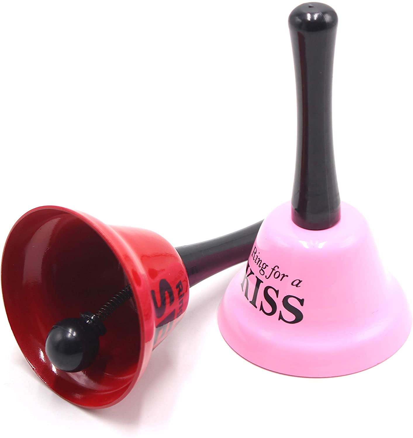 Ring for a Kiss/Hug,Call Bell for Family Loves, Musical Hand Bells, Cow Bells with Stick Grip Handle Bell for Cheering at Sporting & Wedding Events,Jingles, Ringing (Ring for a KISS)