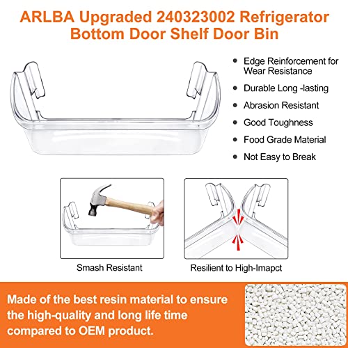 1x UPGRADE 240323002 Refrigerator Door Bin Shelf Replacement Part Compatible for Frigidaire Electrolux Refrigerator Bottom 2 Shelves on Refrigerator Side AP2115742 PS429725 AH429725 FGHS2631PF4A